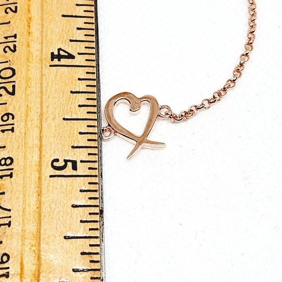 14K Rose Gold over 925 Sterling Silver heart & kiss bracelet 7.25-8 in 3.4 gr - Picture 2 of 5